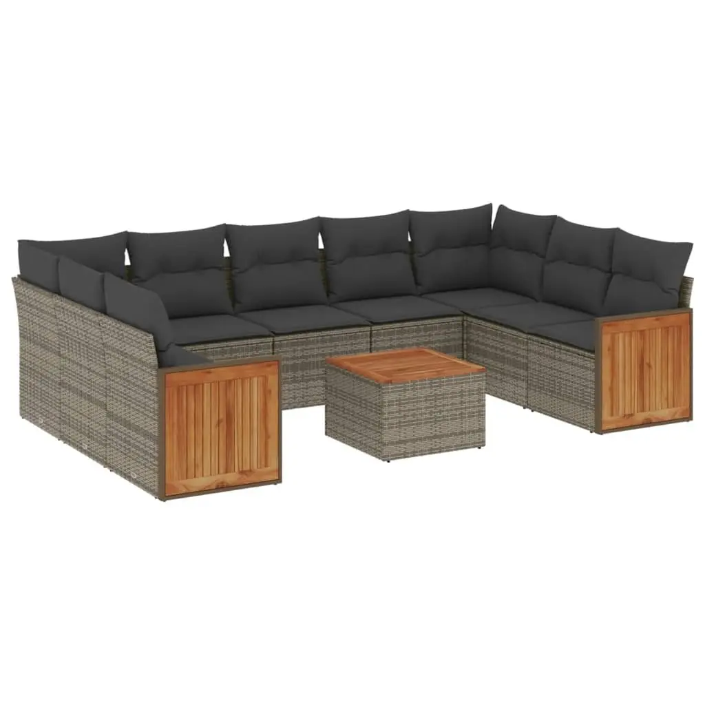 Garden Sofa Set 10 Piece Outdoor Furniture with Cushions Storage Grey Rattan
