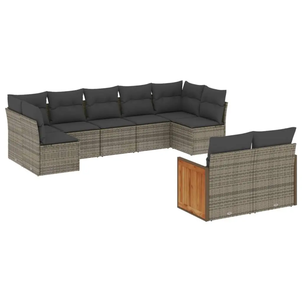 Garden Sofa Set 9 Piece Outdoor Furniture Patio Rattan Lounge Seating Grey