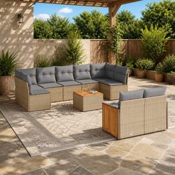 Comfortable 10 Piece Garden Sofa Set with Storage