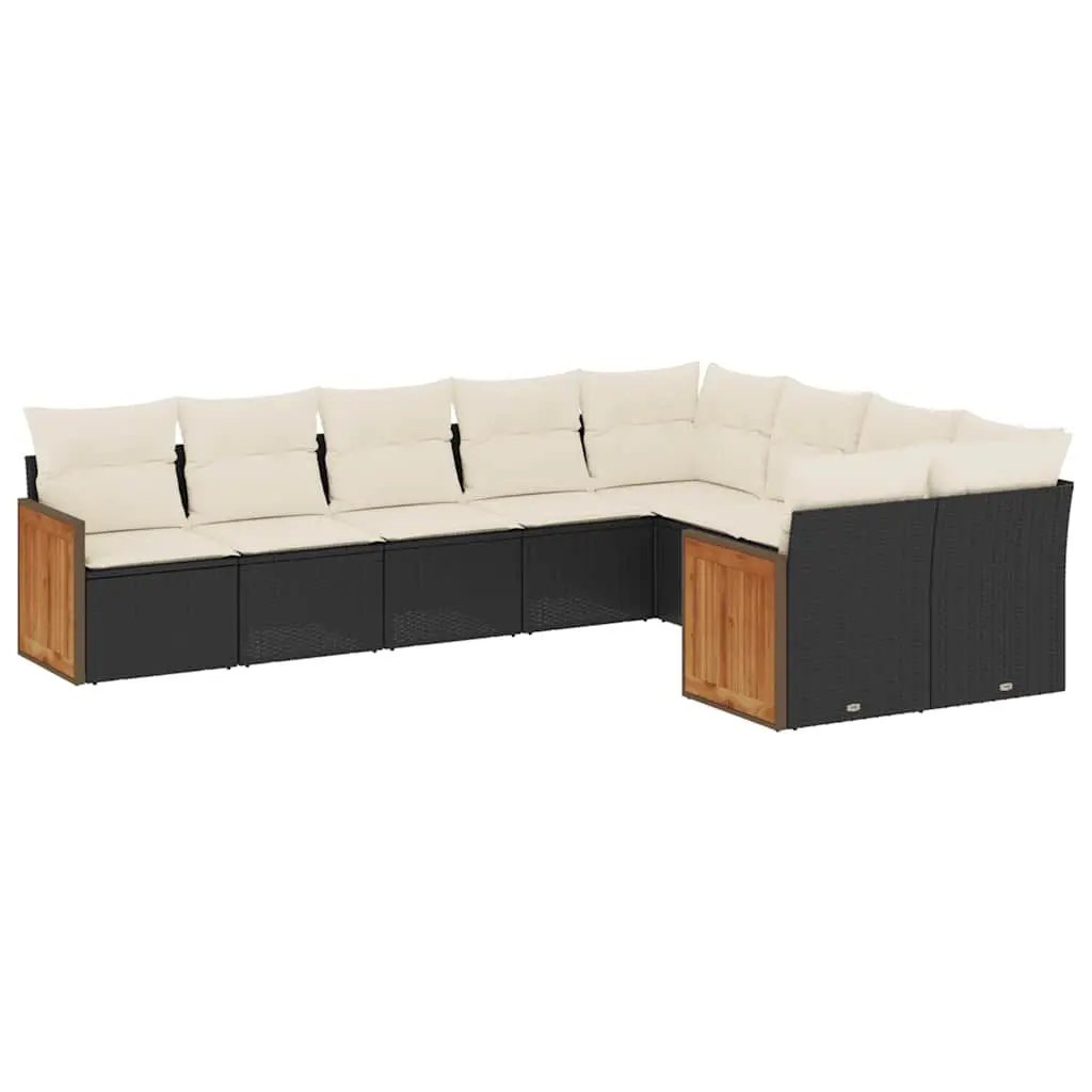 Garden Sofa Set 9 Piece Outdoor Furniture Modular Cushions Black