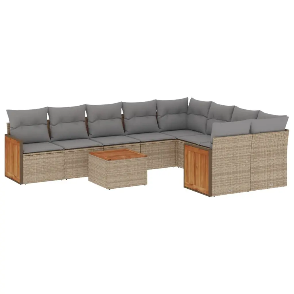 10 Piece Outdoor Garden Sofa Set Patio Furniture Storage Cushions Beige