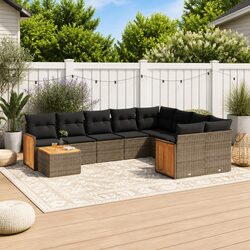 Comfortable and Practical 10-Piece Grey Garden Sofa Set