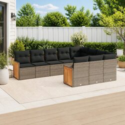Garden Sofa Set 10 Piece Outdoor Furniture Grey Poly Rattan Modular Patio