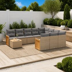 Comfortable 11-Piece Outdoor Sofa Set with Storage