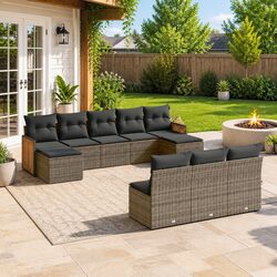 Comfortable 10 Piece Grey Sofa Set for Outdoor Spaces