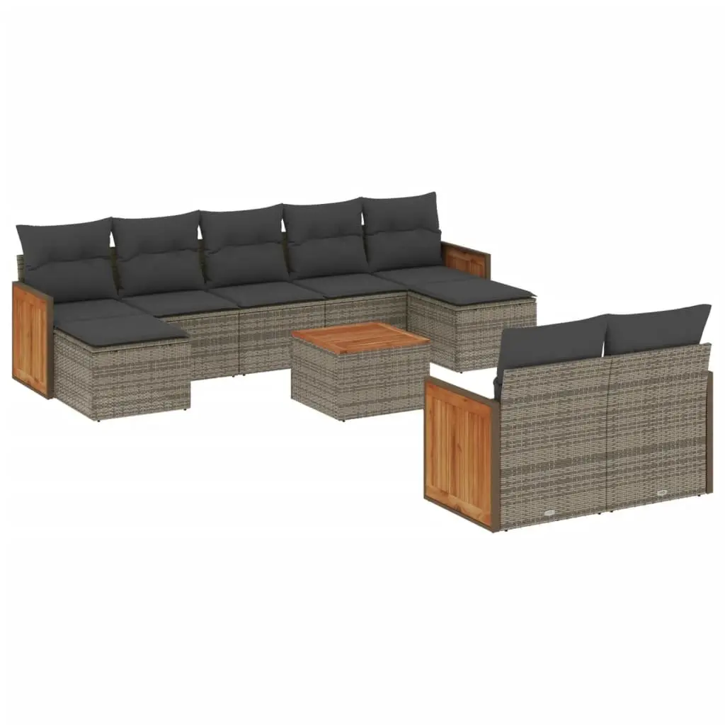 Garden Sofa Set 10 Piece Outdoor Furniture Grey Poly Rattan Patio Lounging