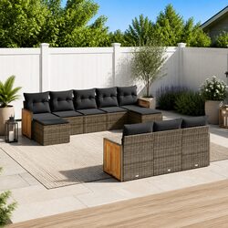 Comfortable 10-Piece Grey Outdoor Sofa Set with Storage