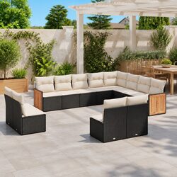 Versatile 12 Piece Black Rattan Sofa Set for Outdoors