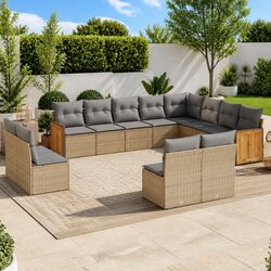 Comfortable 12 Piece Modular Garden Sofa Set in Beige