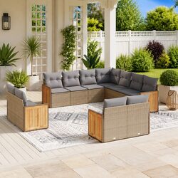 Practical 11 Piece Modular Garden Sofa Set with Storage