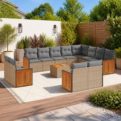 Comfort and Value: Beige 13-Piece Garden Sofa Set