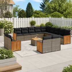 Comfortable 14-Piece Garden Sofa Set in Grey