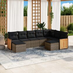 Garden Sofa Set 9 Piece Outdoor Furniture Patio Lounge Modular Grey Rattan