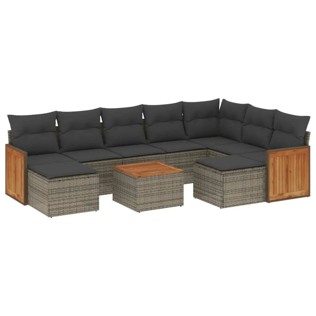 Garden Sofa Set 10 Piece Outdoor Furniture Modular Grey PE Rattan Patio