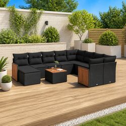 Value-Driven 11-Piece Black Garden Sofa Set