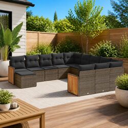 Comfortable Grey 12-Piece Outdoor Sofa Set with Storage