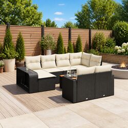 Reliable 11-Piece Black Rattan Sofa Set for Outdoors