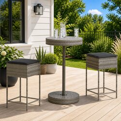 Value and Comfort in This Grey Garden Bar Set