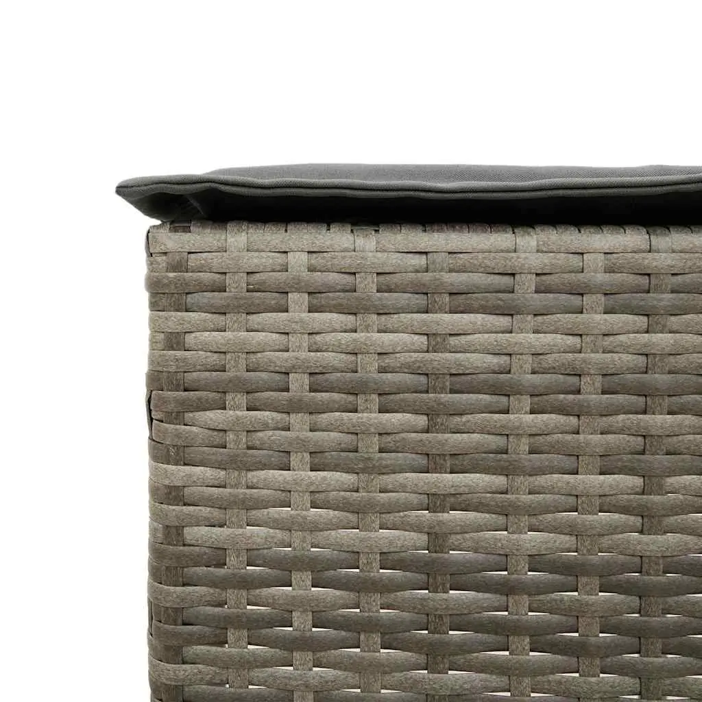 Garden Bar Set 3 Piece Outdoor Furniture Cushioned Grey Poly Rattan