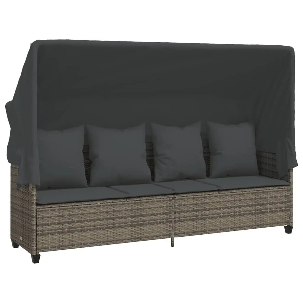 5 Piece Garden Sofa Set Adjustable Backrest Footrest Grey Rattan