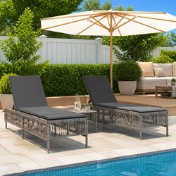 Dependable Grey Sun Loungers with Cushions for Outdoors