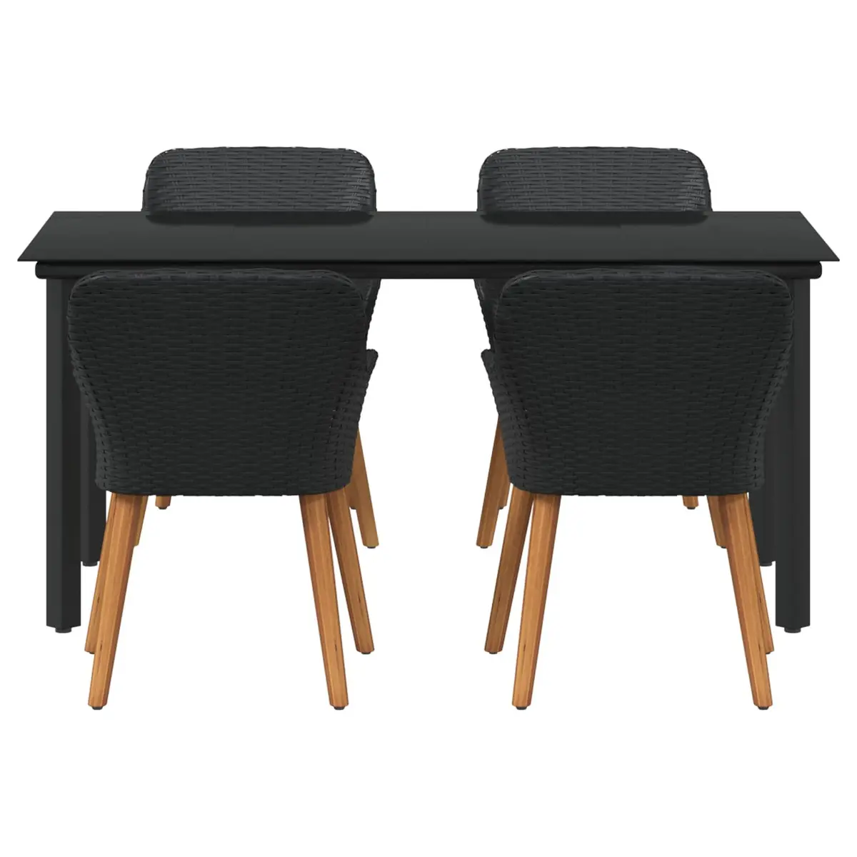 Outdoor Patio Dining Set 5 Pieces Black Table and Chairs with Cushions for Garden