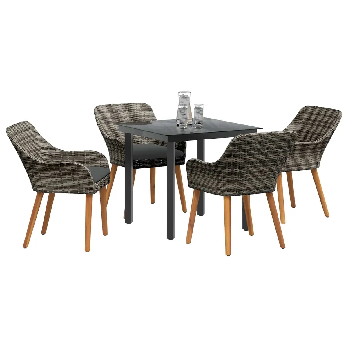 Garden Dining Set Outdoor Patio Furniture 5 Piece Grey