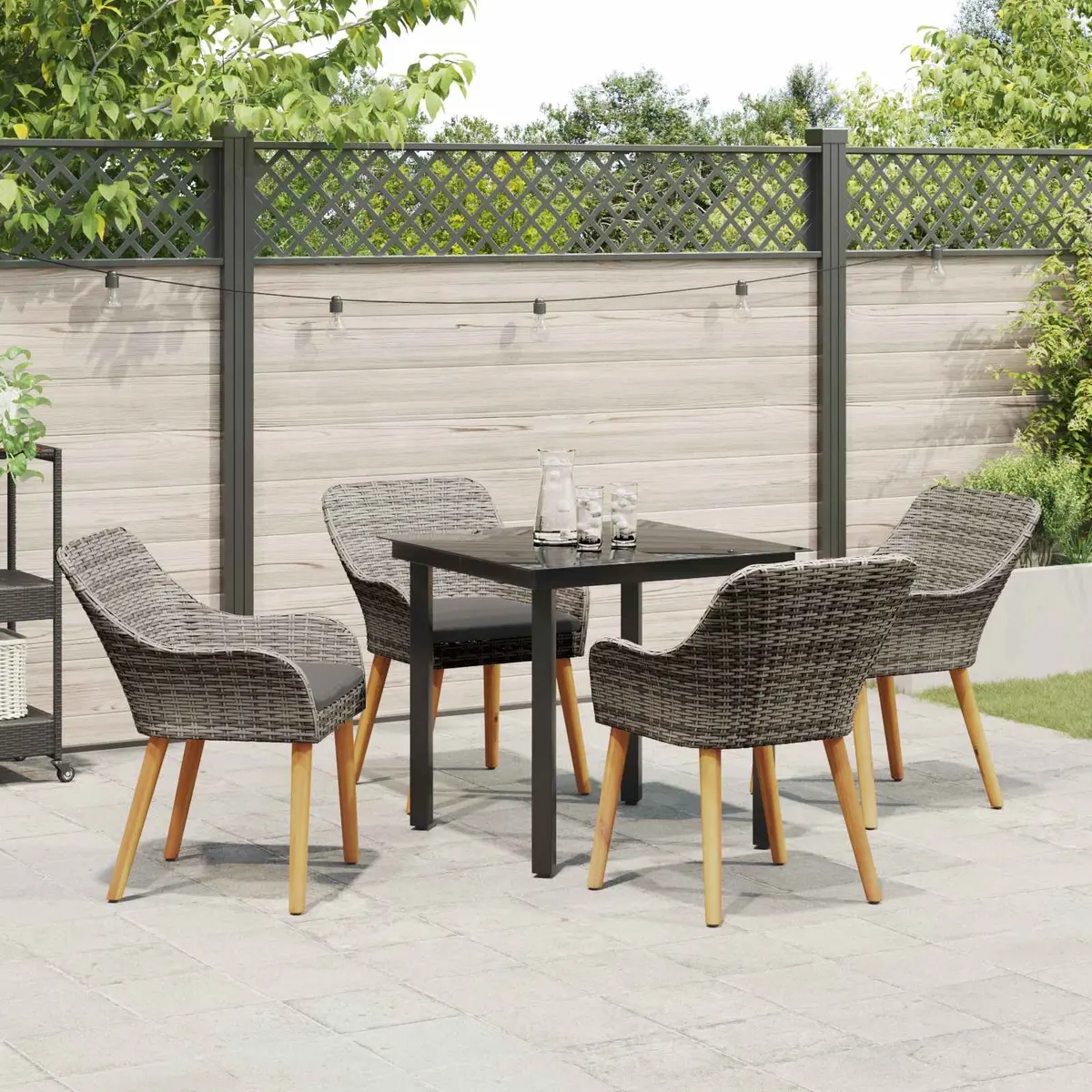 Garden Dining Set Outdoor Patio Furniture 5 Piece Grey