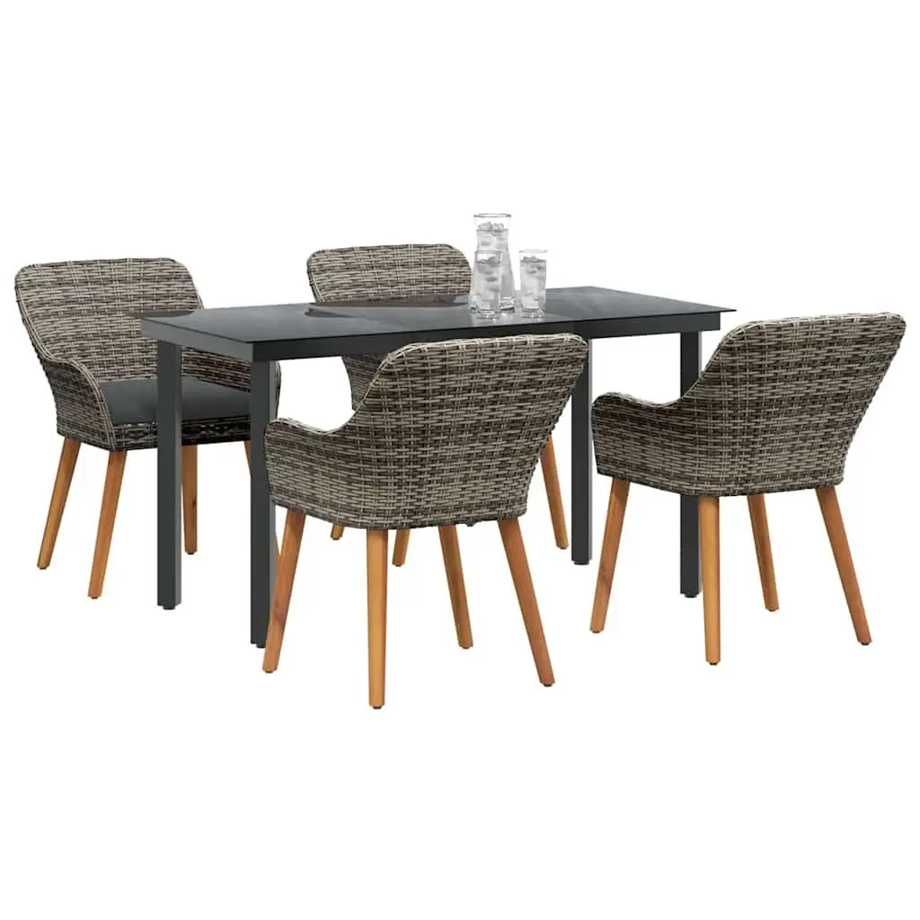 Garden Dining Set 5 Piece Outdoor Furniture Patio Table Chairs Grey Rattan