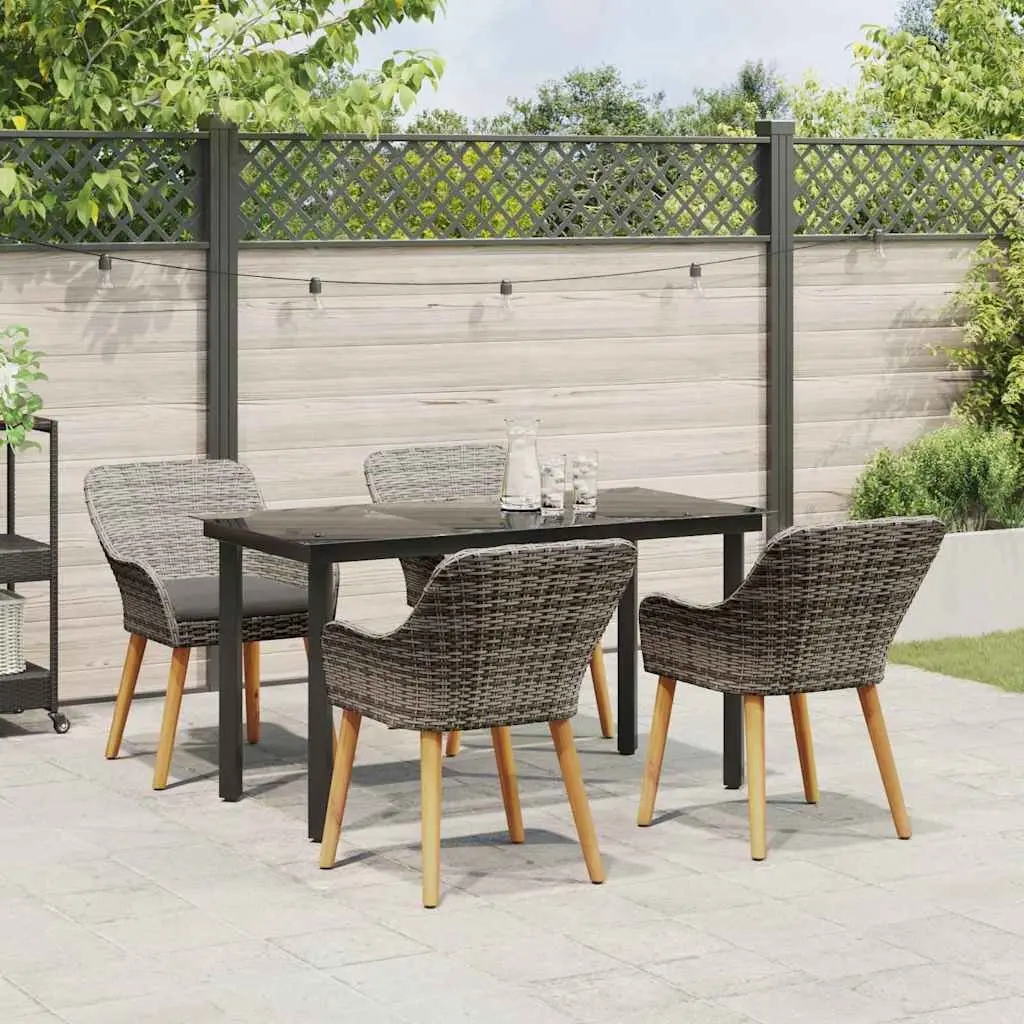 Garden Dining Set 5 Piece Outdoor Furniture Patio Table Chairs Grey Rattan