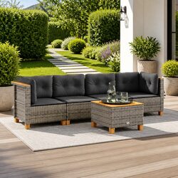 Comfortable 5 Piece Grey Sofa Set for Your Garden