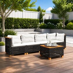 Comfortable Black 5 Piece Outdoor Sofa Set