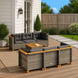 Comfortable and Practical 7 Piece Garden Sofa Set in Grey