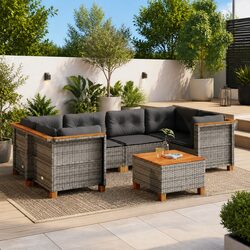 Comfortable 7 Piece Grey Garden Sofa Set for Outdoor Use