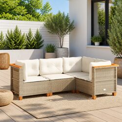 Beige Patio Sofa Set: 4-Piece Garden Comfort
