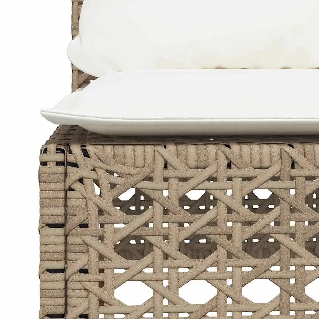 Outdoor Garden Sofa Set 4 Piece Beige Poly Rattan Patio Furniture with Cushions