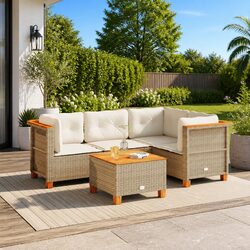 Comfortable 5 Piece Garden Sofa Set with Rattan Design