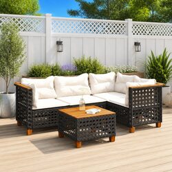 5 Piece Garden Sofa Set with Cushions for Outdoor Comfort