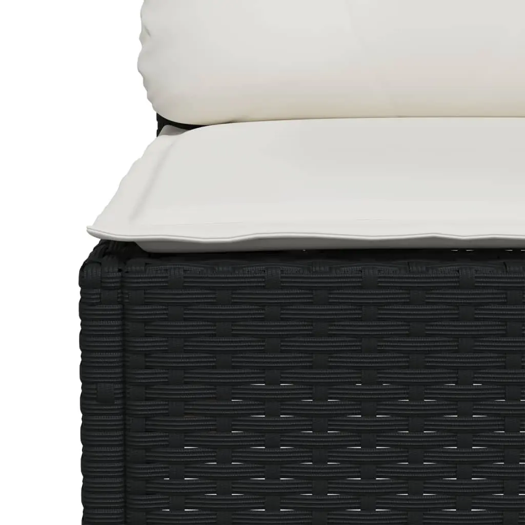 5 Piece Outdoor Garden Sofa Set Black Poly Rattan Furniture with Cushions