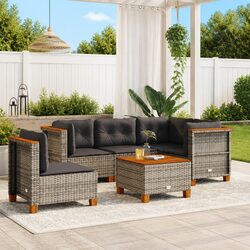 Warm and Reliable 6-Piece Grey Poly Rattan Sofa Set
