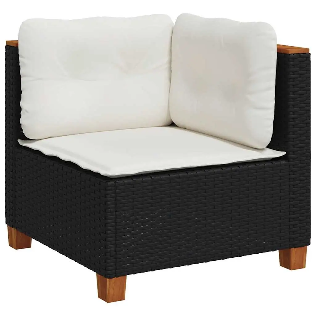 Garden Sofa Set Modular Outdoor Furniture 6 Piece Black Poly Rattan
