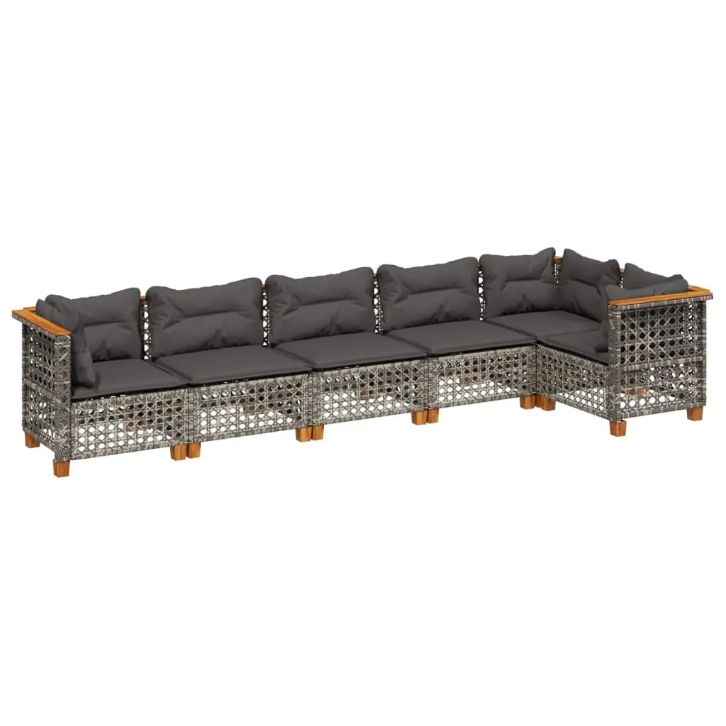 Garden Sofa Set Modular Outdoor Furniture 6 Piece Grey Poly Rattan Patio Seating