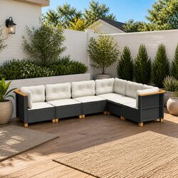 Comfortable 6 Piece Outdoor Sofa Set in Stylish Black