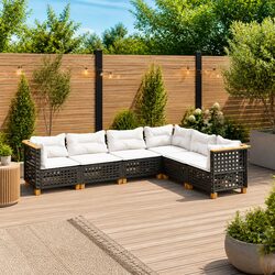 Garden Sofa Set 6 Piece Outdoor Furniture Patio Lounge with Cushions Black