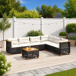 Reliable 7 Piece Black Poly Rattan Sofa Set for Your Home