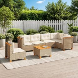 Comfortable 7-Piece Beige Outdoor Sofa Set