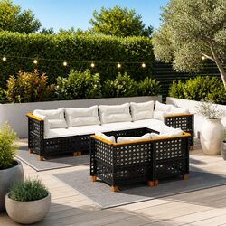 Value and Comfort with 7 Piece Garden Sofa Set in Black