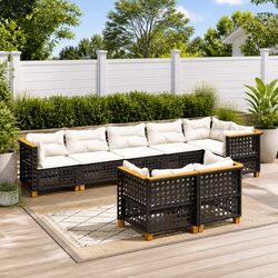 Comfortable 8-Piece Black Sofa Set for Your Outdoor Relaxation
