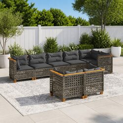 Comfortable Grey Garden Sofa Set with 8 Pieces