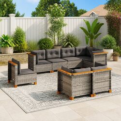 Comfortable 8-Piece Garden Sofa Set in Grey